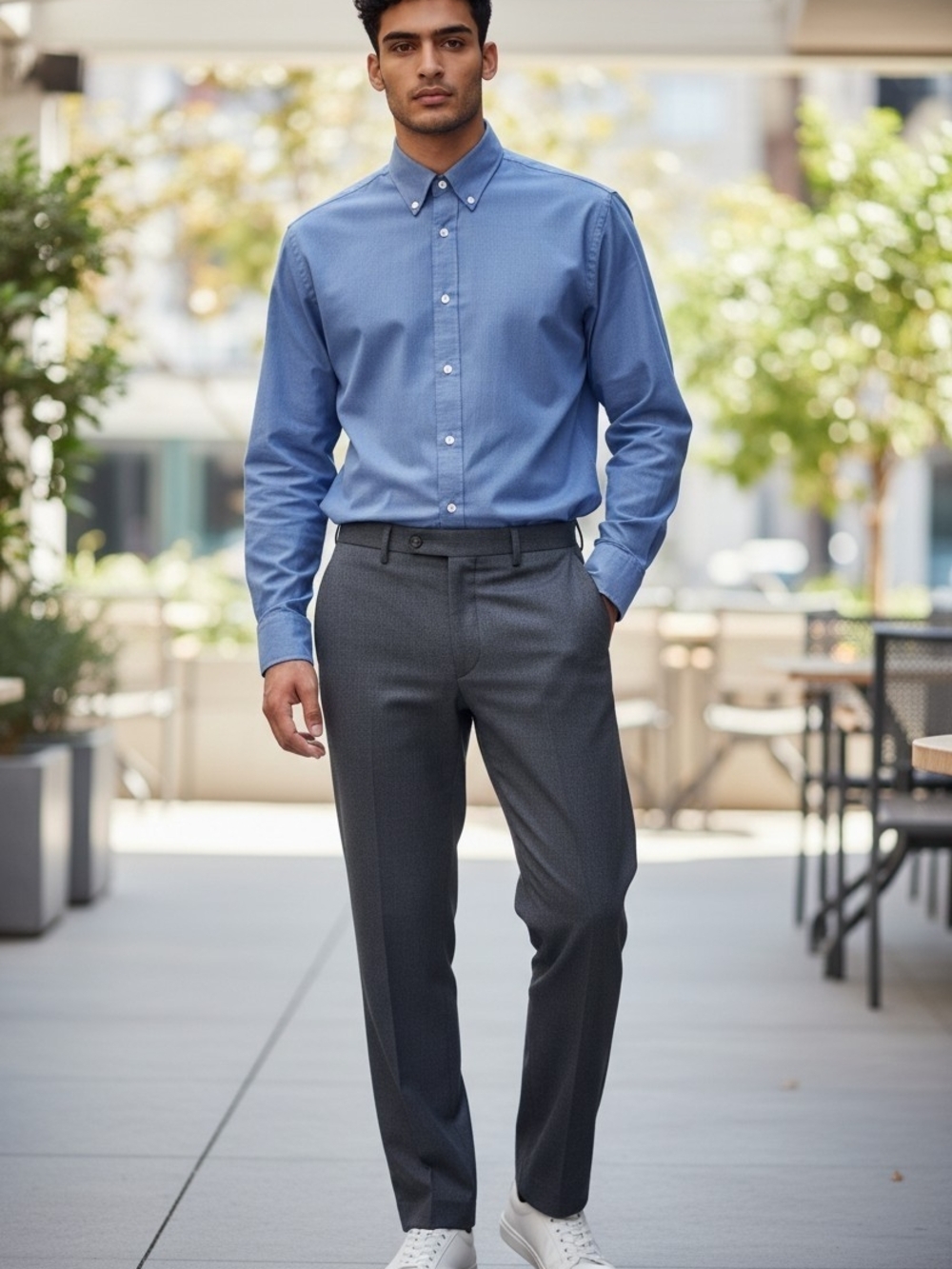 Men's Daniel Cremieux Blue Button-Down Dress Shirt Size L